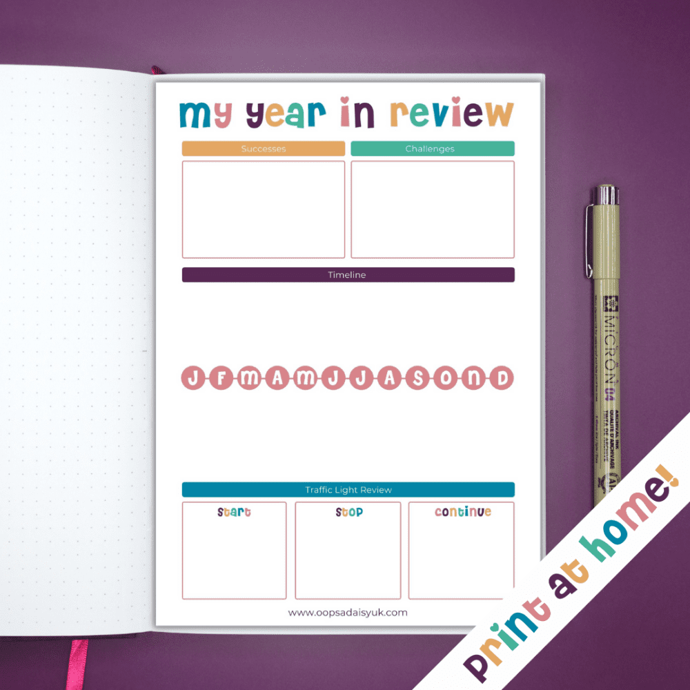 Year End Review Worksheet - Journal Printable