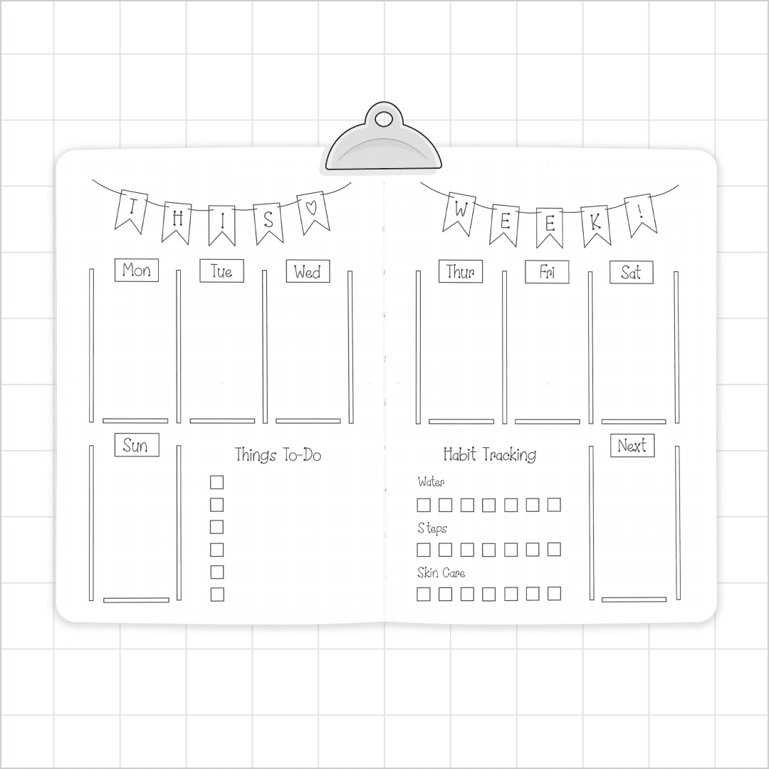 Weekly Spread - Super Easy Journal Stencil - A5 or B5