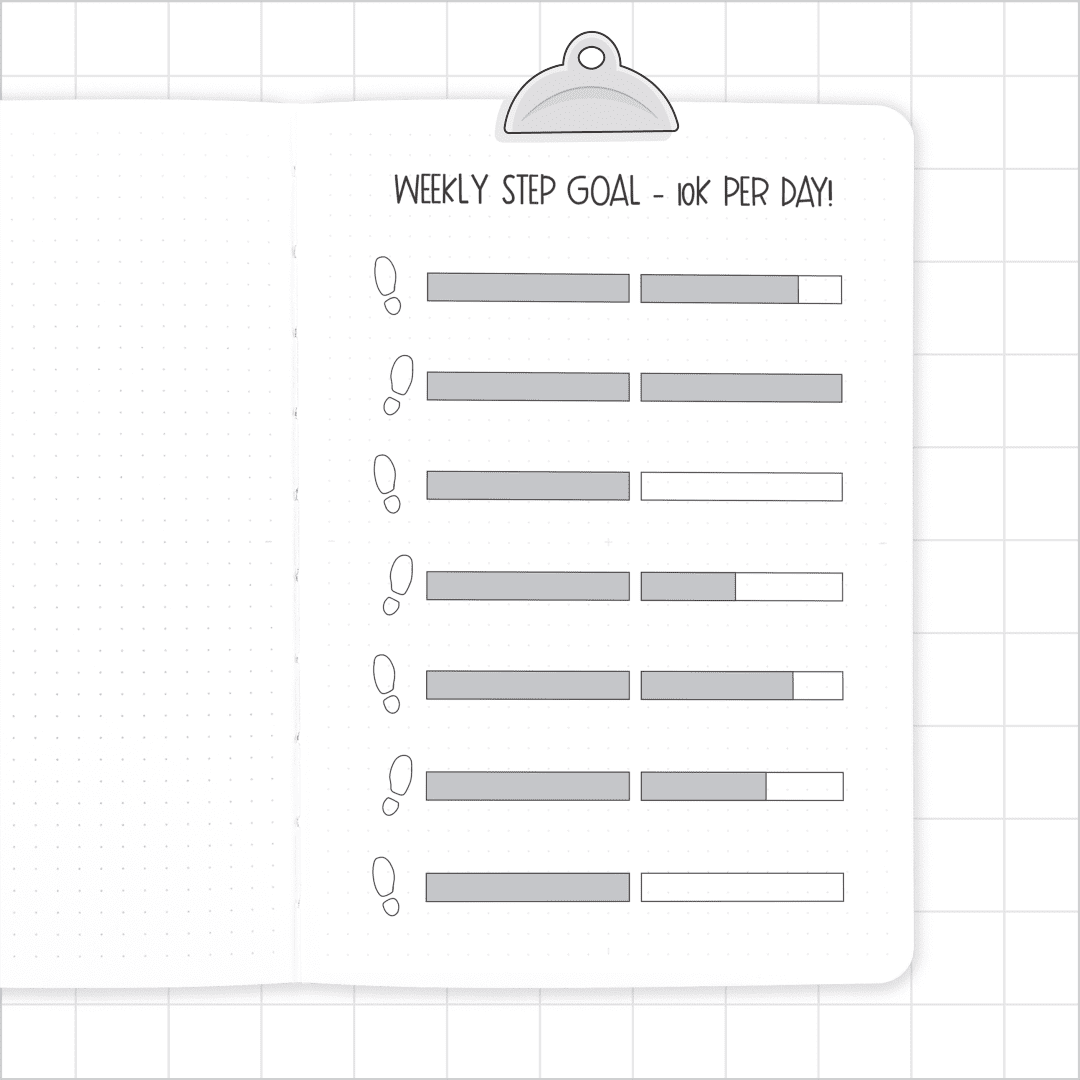 Step Tracker - Super Easy Journal Stencil - A5 or B5