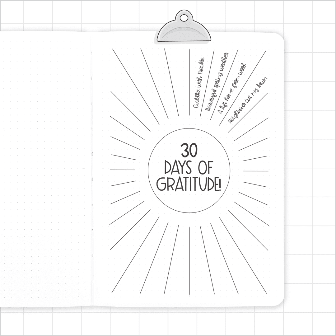 Gratitude Sunburst - Super Easy Journal Stencil - A5 or B5