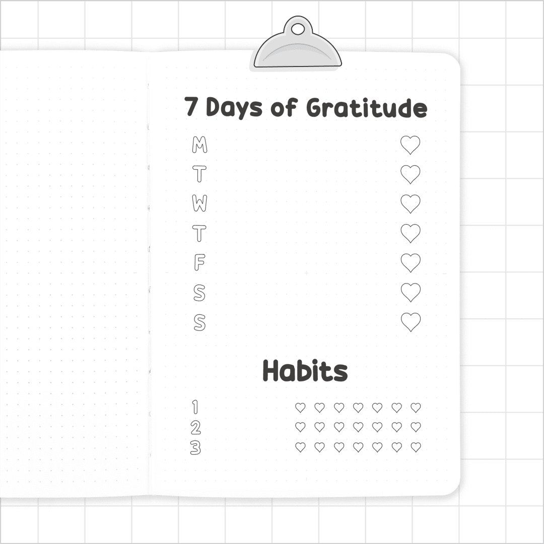 Gratitude Week - Super Easy Journal Stencil - A5 or B5