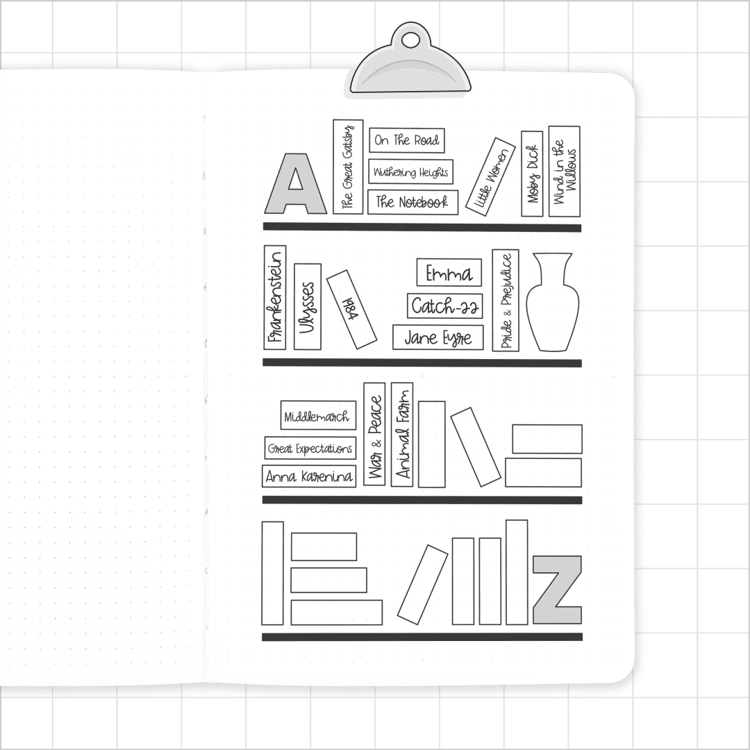 Bookshelf - Super Easy Journal Stencil - A5 or B5