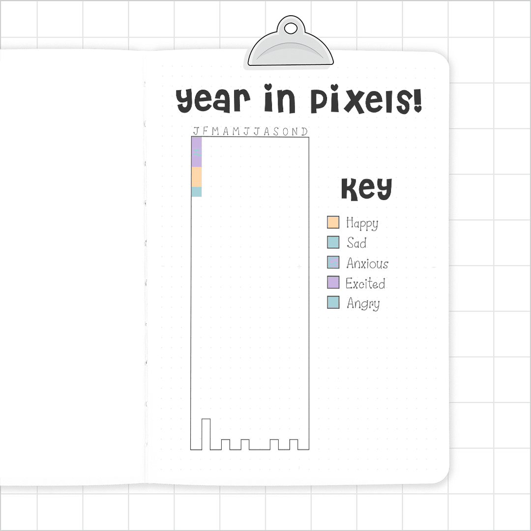 Year In Pixels (Non Leap Year) - Super Easy Journal Stencil - A5 or B5