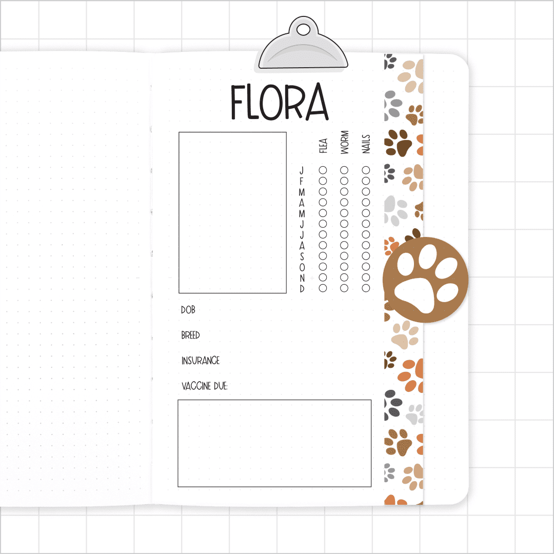 Pet Log - Super Easy Journal Stencil - A5 or B5