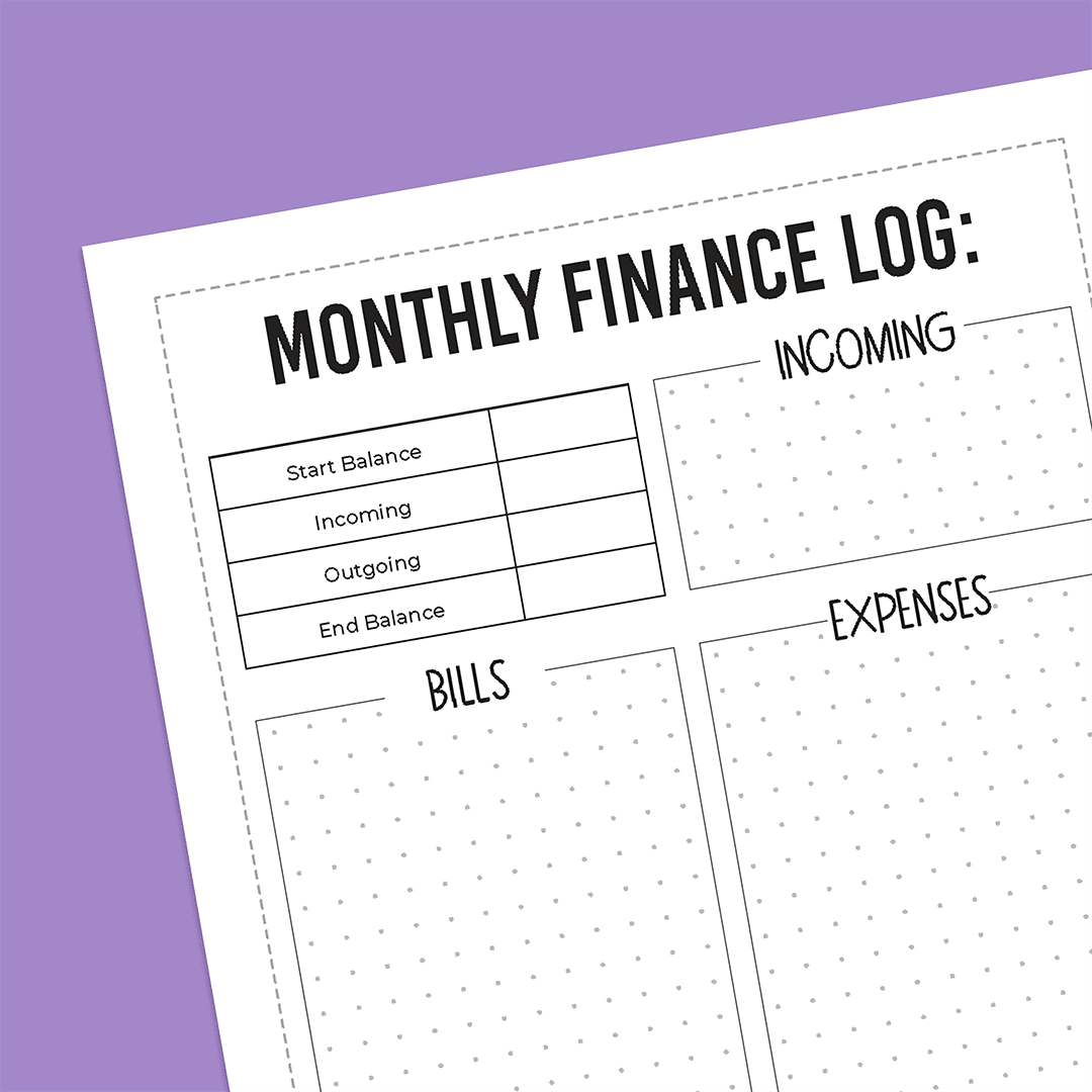 Monthly Finance Log - Super Easy Sticker Sheet (A5)