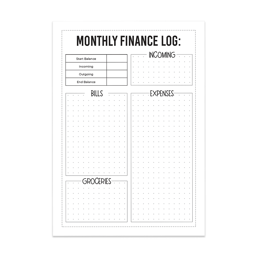 Monthly Finance Log - Super Easy Sticker Sheet (A5)