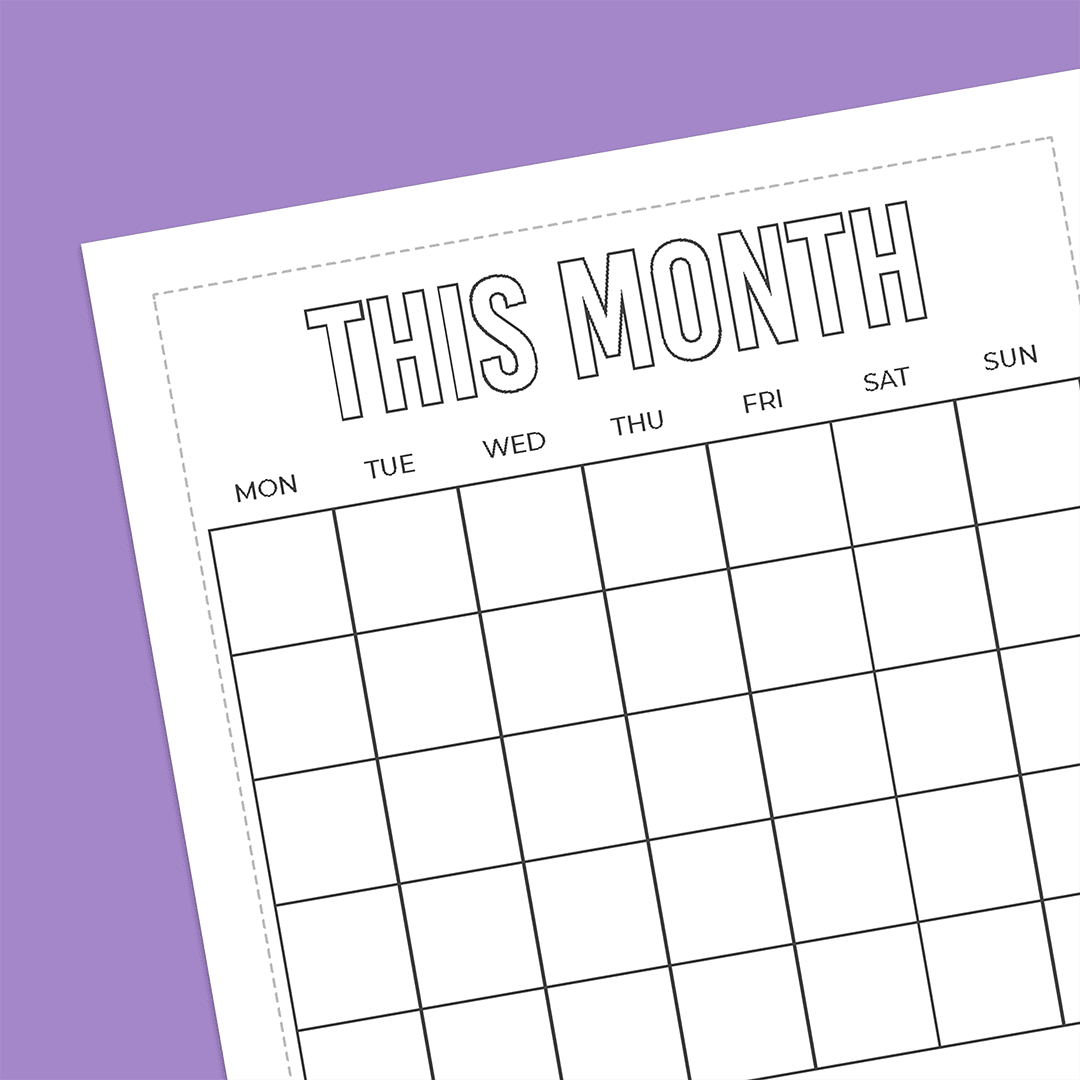 Monthly Spread (Undated - Monday Start)  - Super Easy Sticker Sheet (A5)