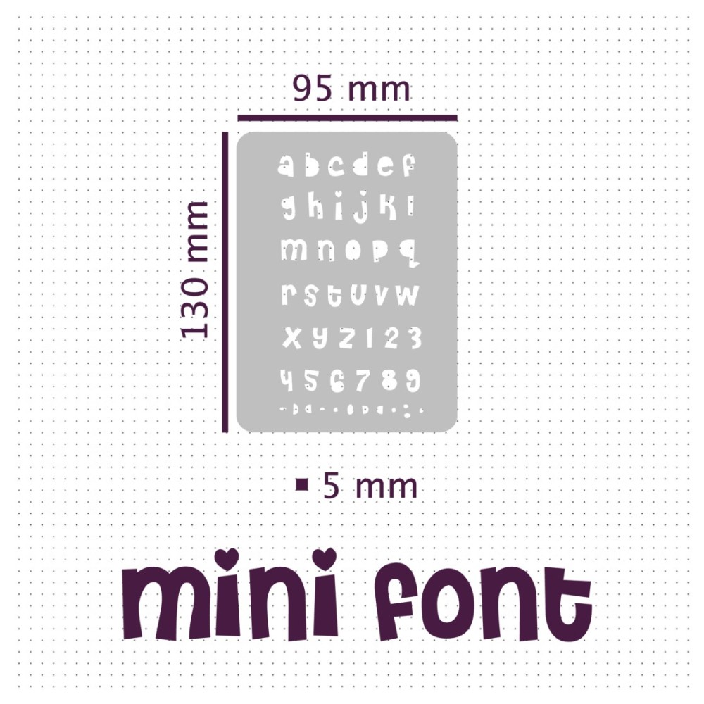 MF2 Cheri Lower Case Mini Font Stencil - SIZE