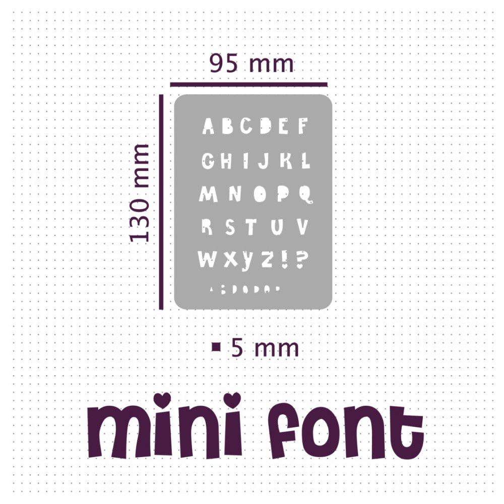 MF1 Cheri Upper Case Mini Font Stencil - SIZE