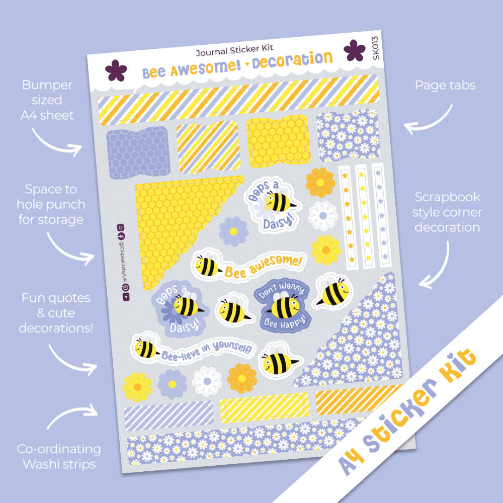 Bee Awesome - Decoration - A4 Journal Sticker Kit