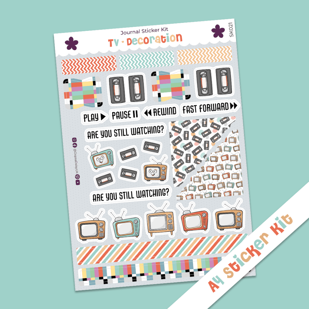 Retro TV - Decoration - A4 Journal Sticker Kit