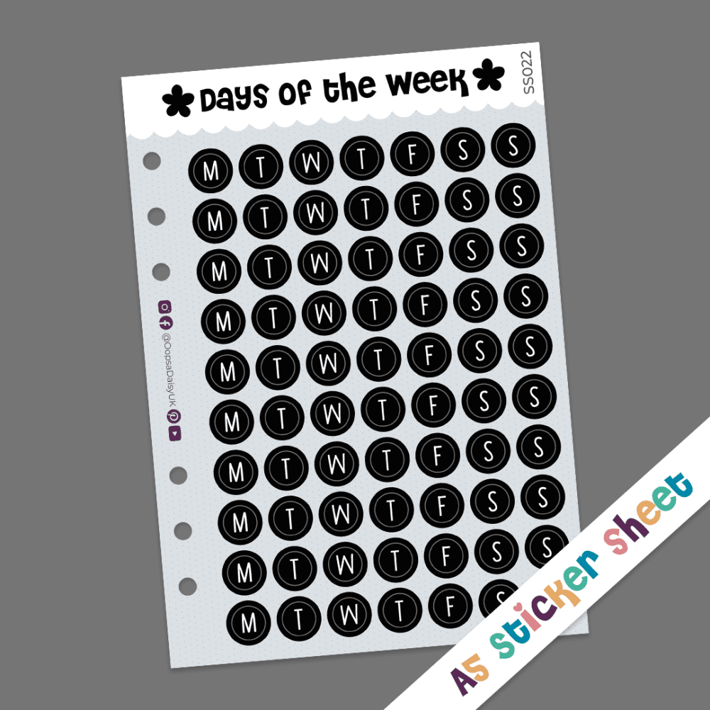 BuJo Basics - Set of 6 A5 Sticker Sheets - Black