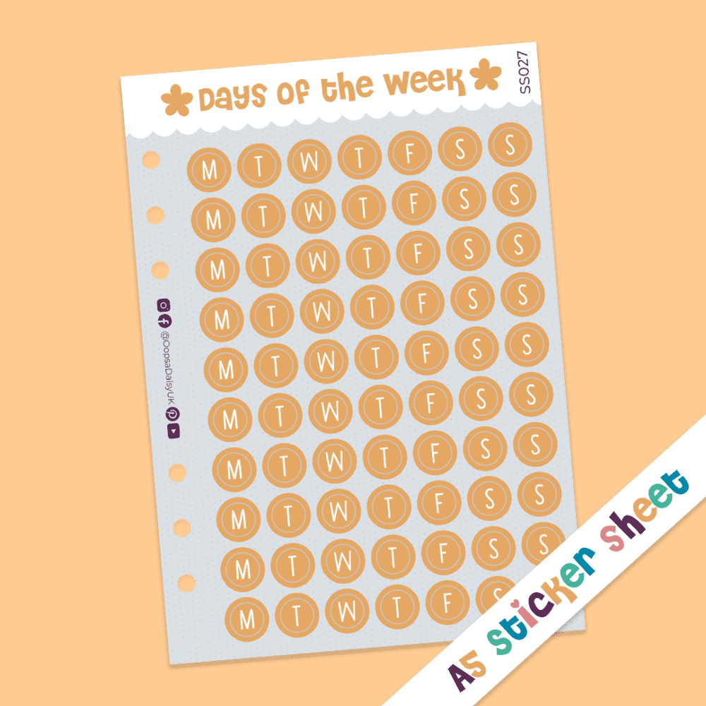 BuJo Basics - Set of 6 A5 Sticker Sheets - Orange