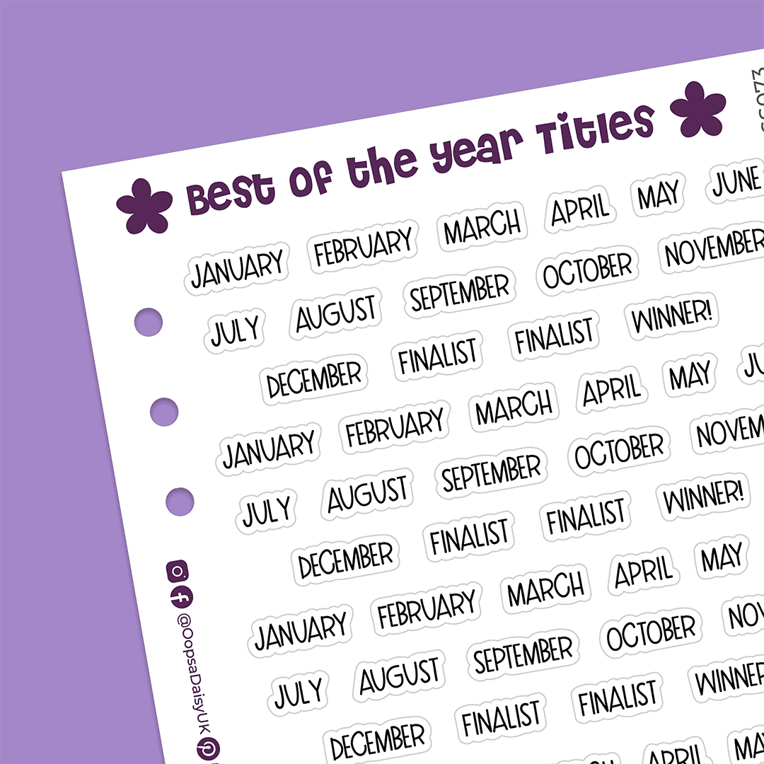 Best of the Year - A5 Sticker Sheet