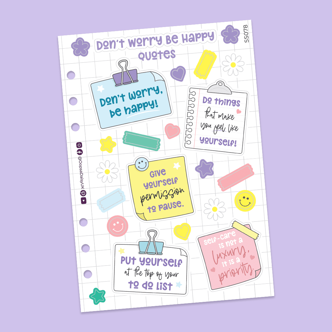 Don't Worry Be Happy - Sticker & Scrapbook Paper Bundle - SAVE OVER 10%