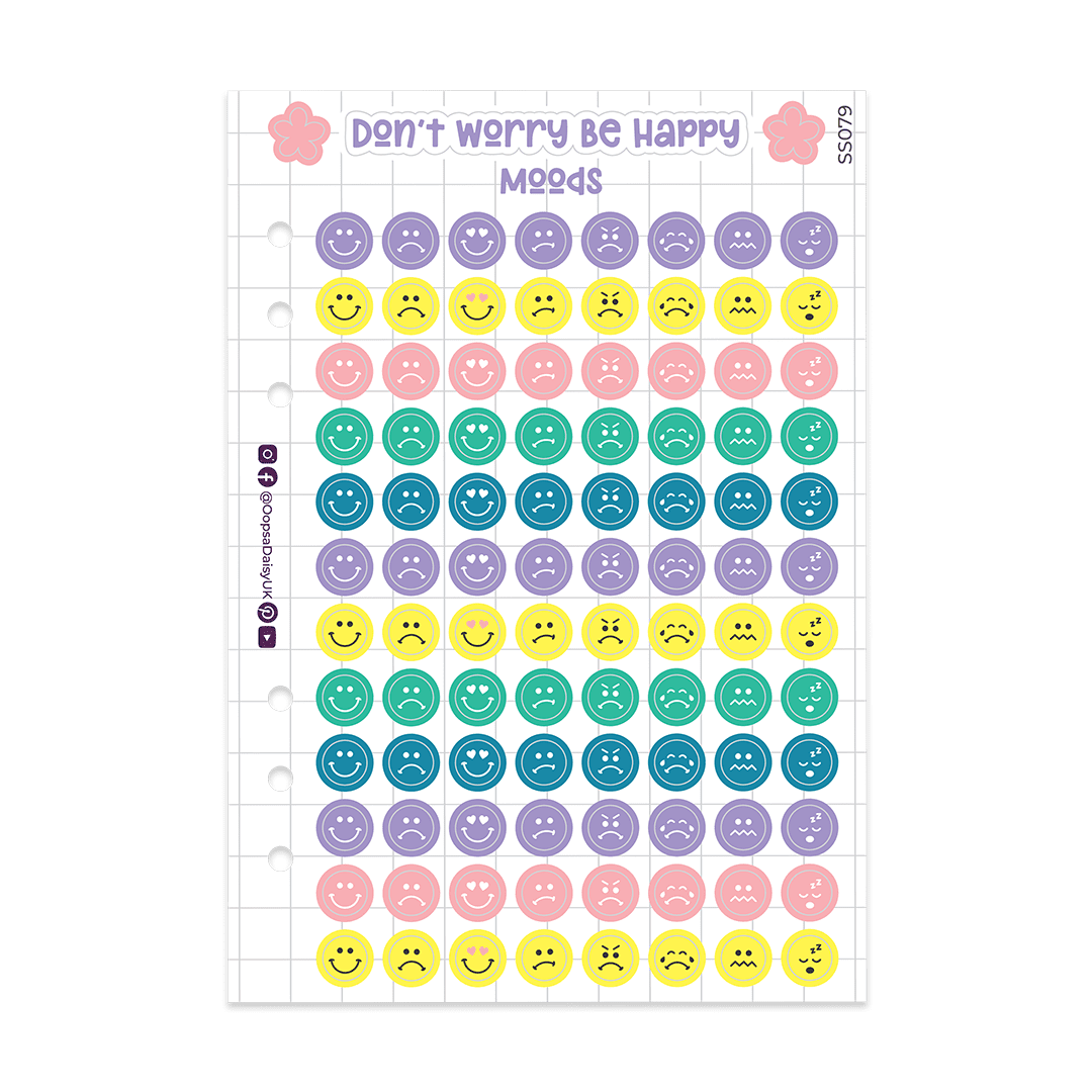 Don't Worry Be Happy Mood Stickers - A5 Sticker Sheet