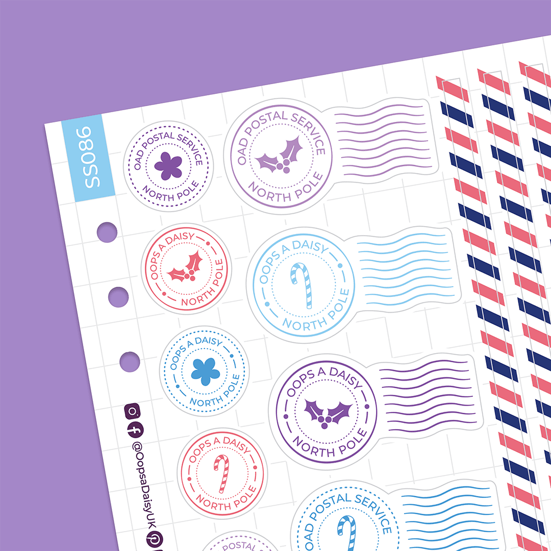 North Pole Postmarks - A5 Sticker Sheet