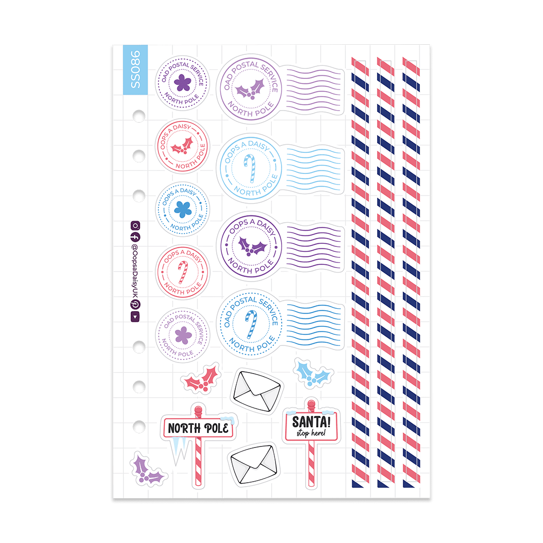 North Pole Postmarks - A5 Sticker Sheet