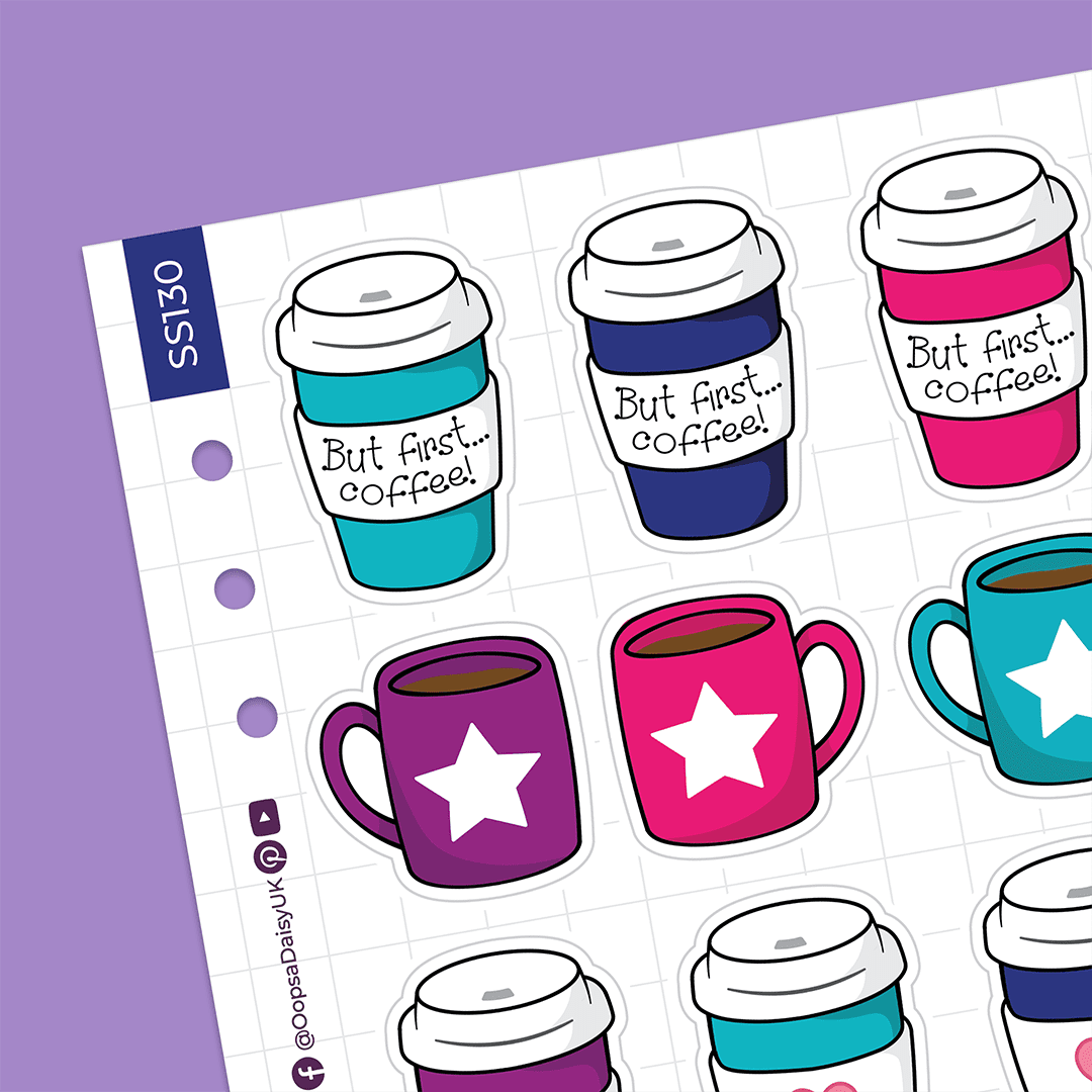 Large Coffee Cups - A5 Sticker Sheet