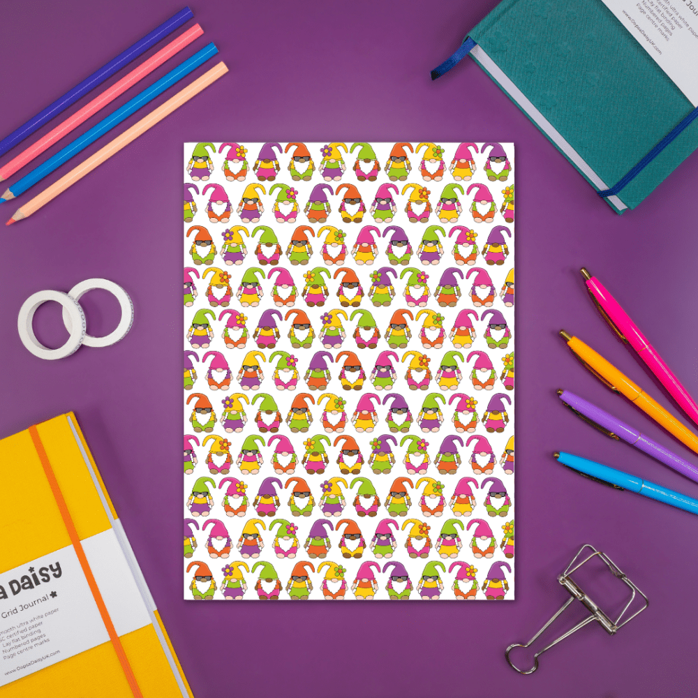 Gonks on Vacation - Patterned Paper Printables - Digital Download