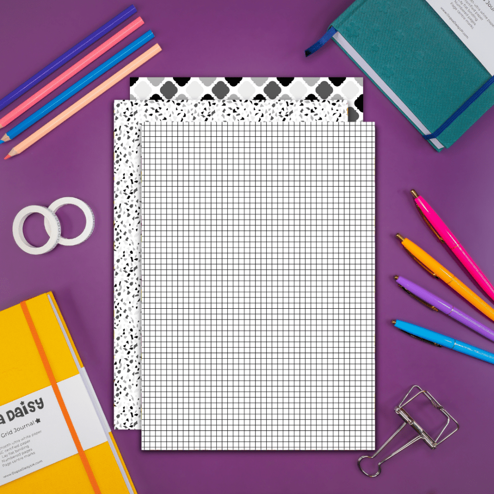 Monochrome - Patterned Paper Printables - Digital Download - Set 1 - Set of 3