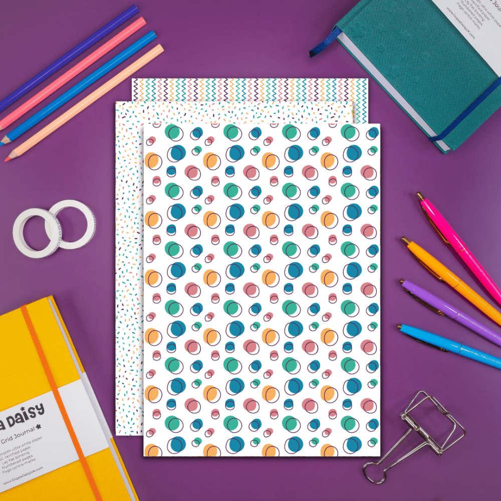 Rainbow - Patterned Paper Printables - Digital Download - Set 2 - Set of 3