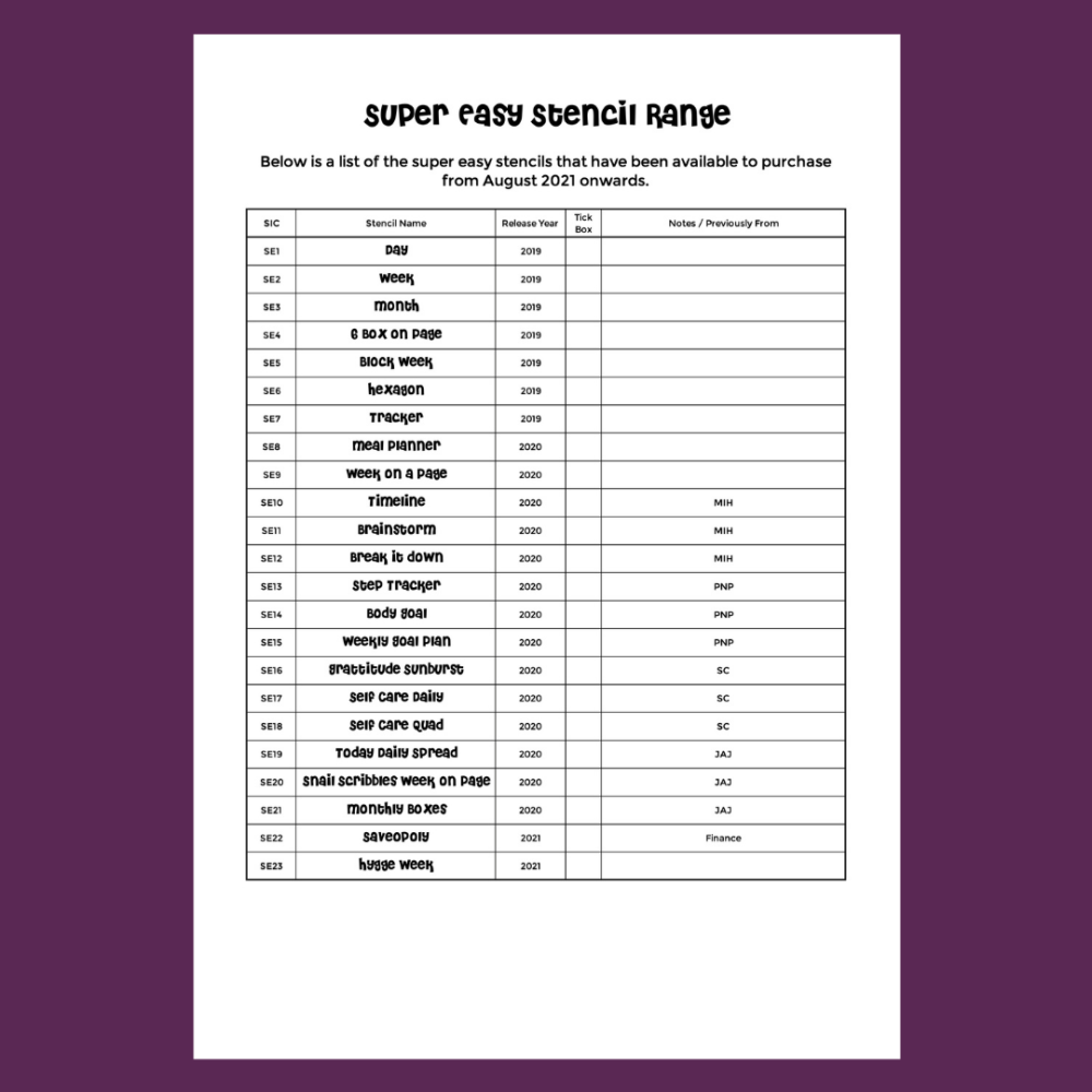 Super Easy Journal Stencil Checklist
