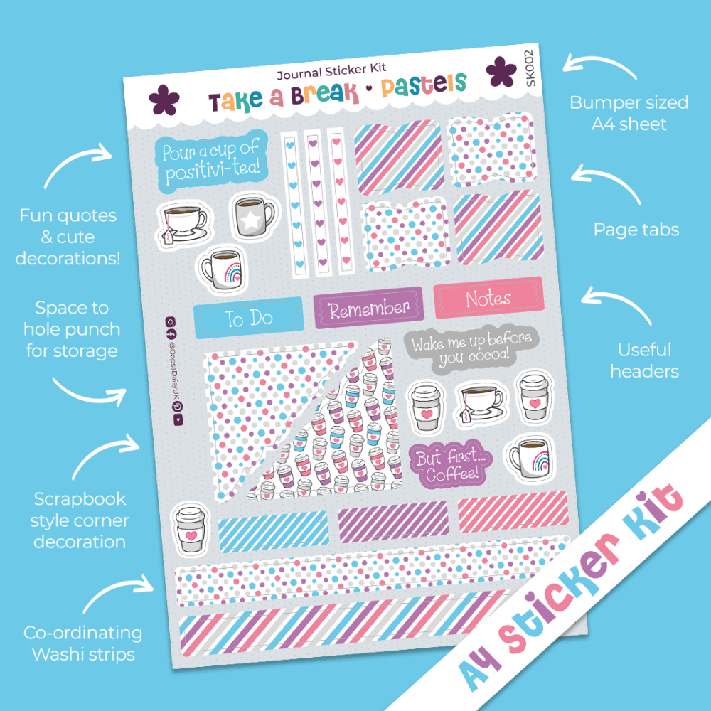 Take a Break (Pastels) - A4 Journal Sticker Kit