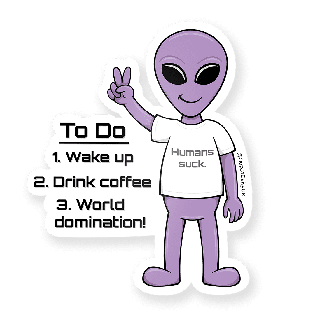 Alien To Do List Vinyl Sticker