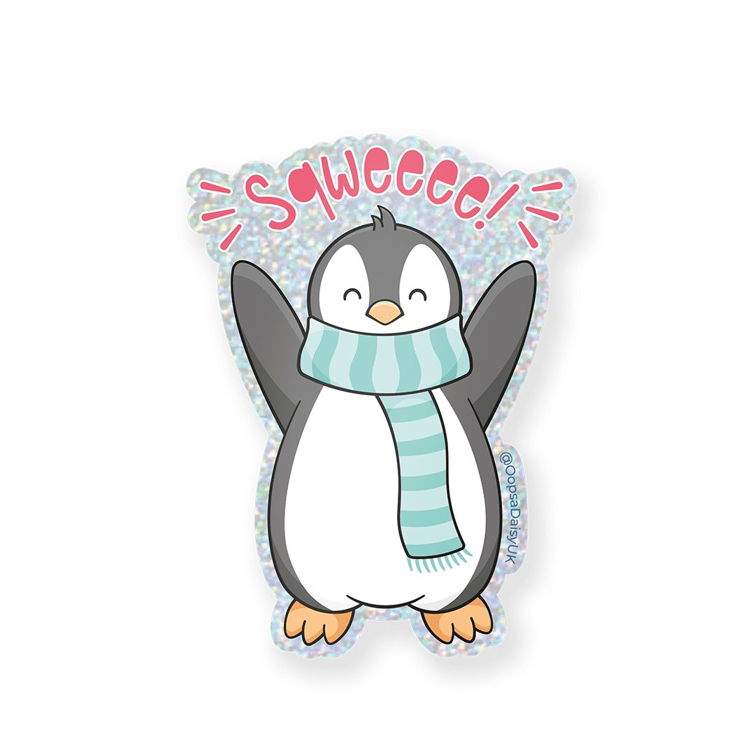 Peewee McWaddle - Penguin - Glitter Vinyl Sticker