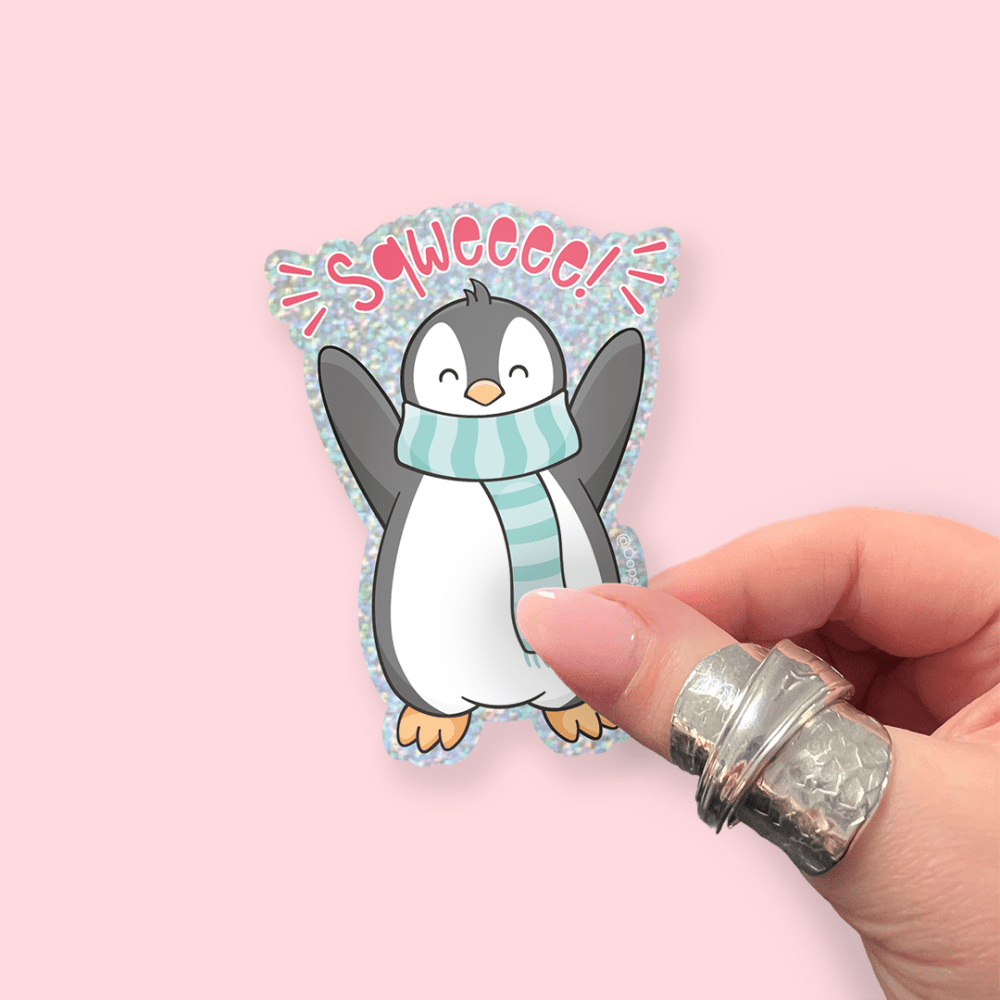 Peewee McWaddle - Penguin - Glitter Vinyl Sticker