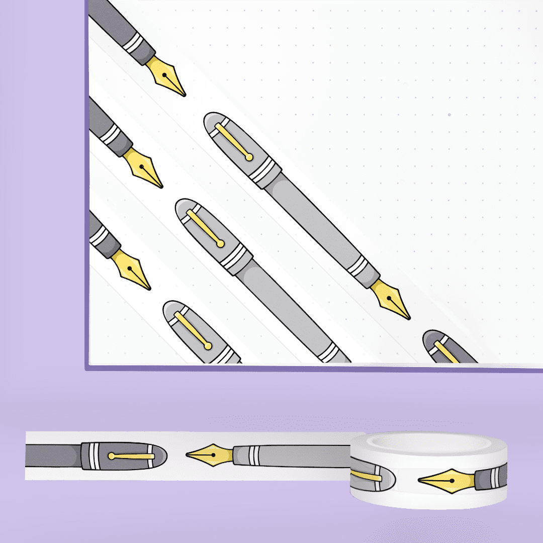 Fountain Pens - Grey - Washi Tape