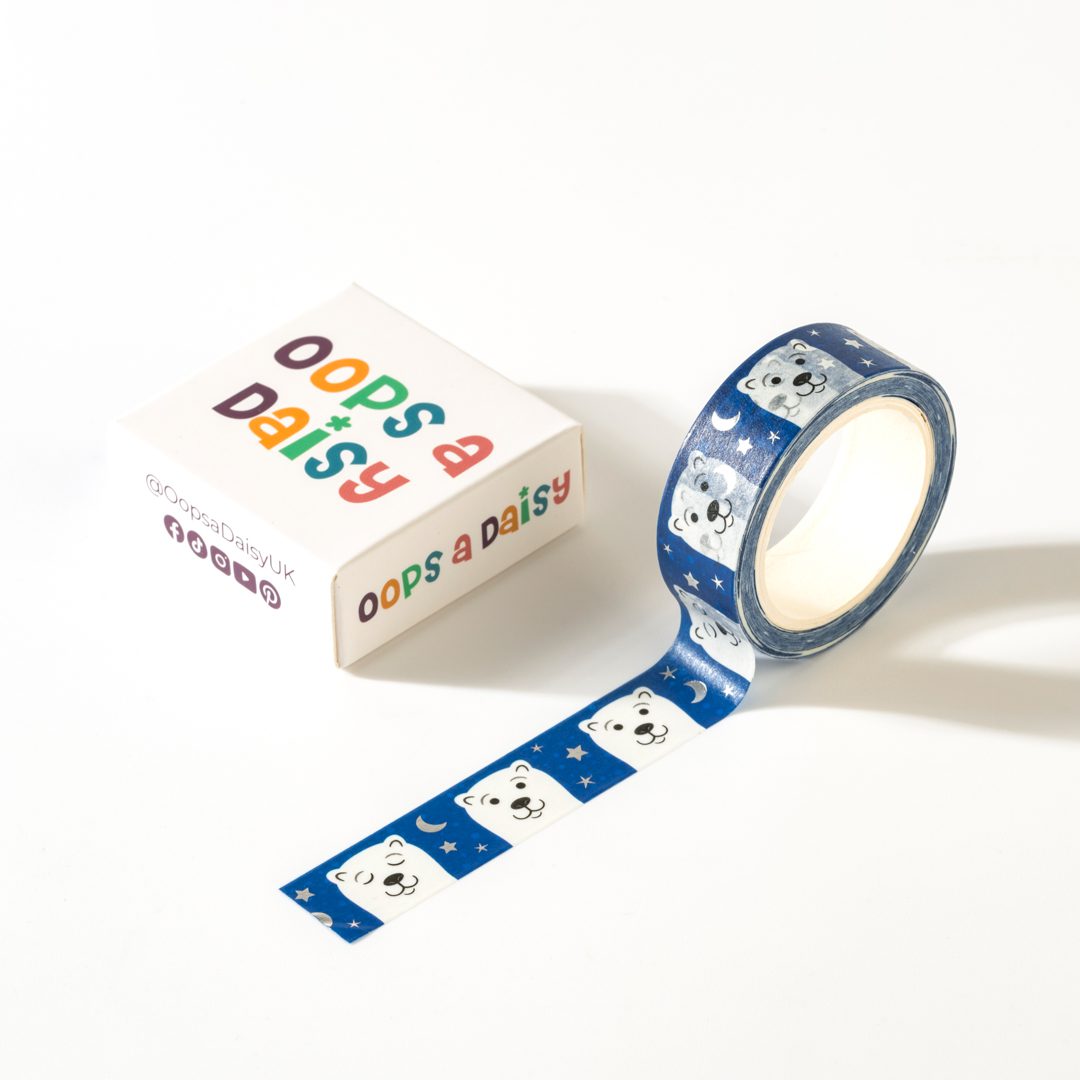 Mr P. Bear - Polar Bear Washi Tape - Silver Foil Detail