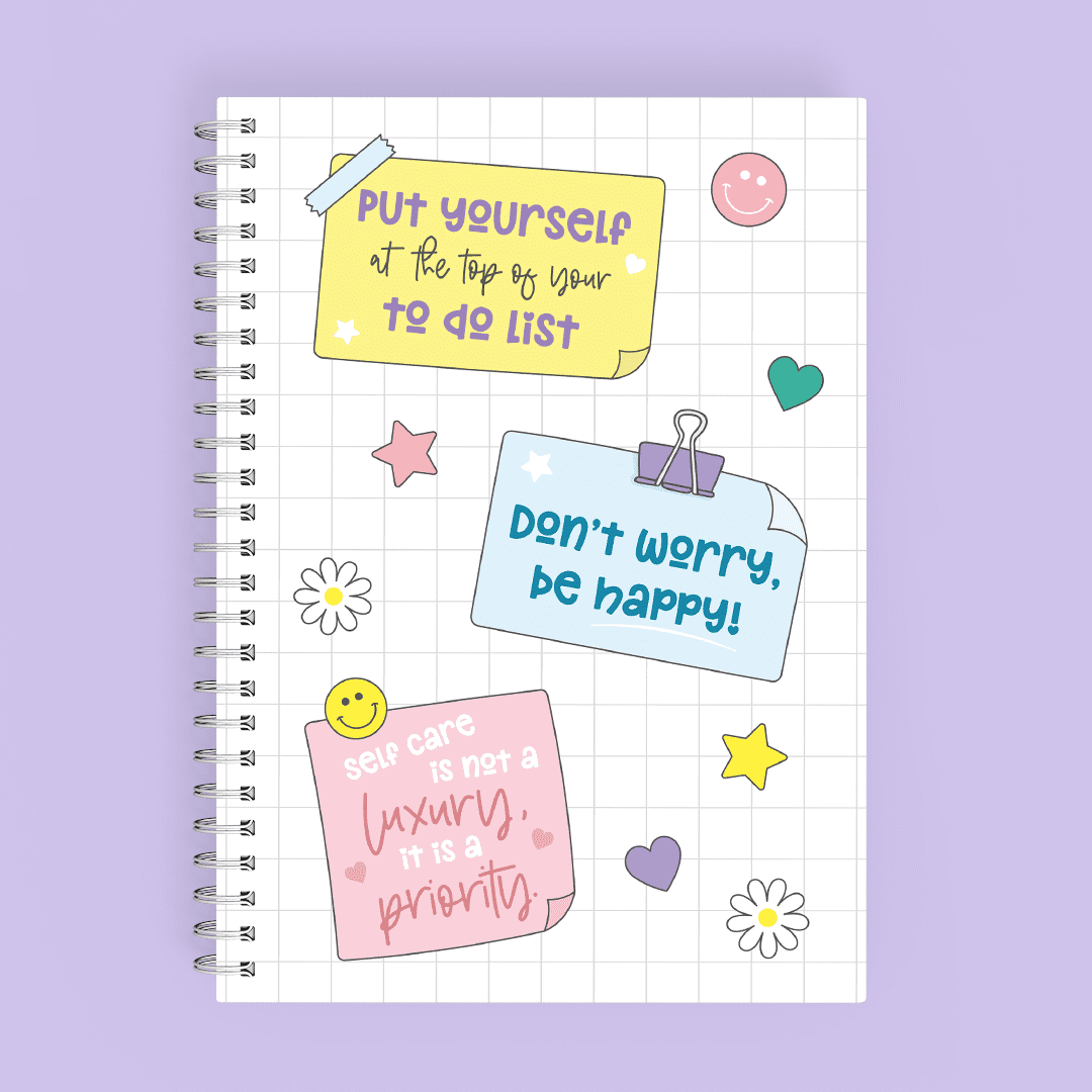 Don't Worry Be Happy - A5 Wire Bound Dot Grid Notebook