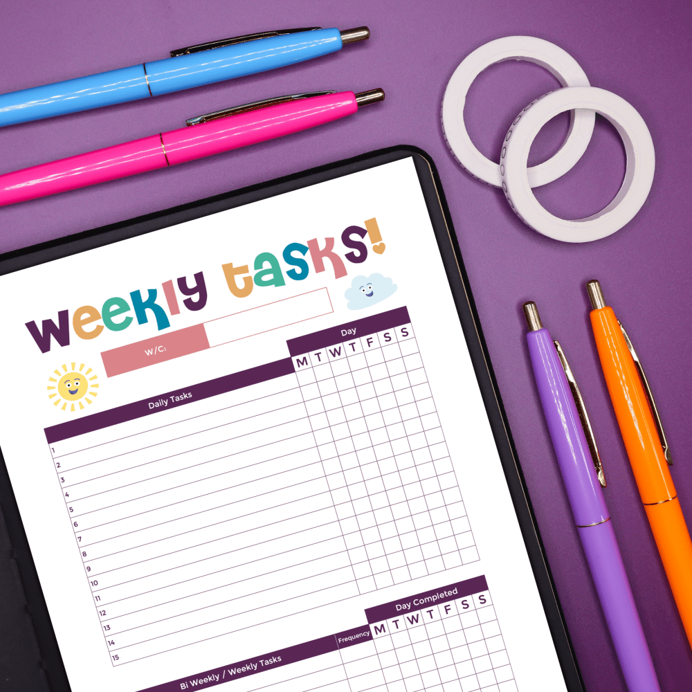 Weekly Cleaning + Task Tracker - Journal Printable